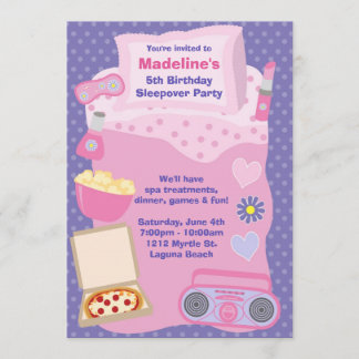 Invitación del cumpleaños de la fiesta de pijamas
