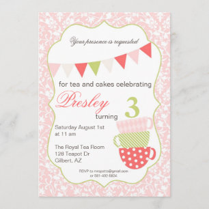 Invitación del cumpleaños de la fiesta del té