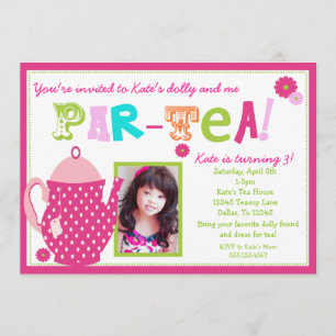Invitación del cumpleaños de la fiesta del té para