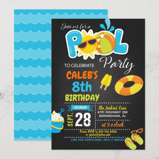Invitación del cumpleaños de la fiesta en la (Anverso / Reverso)