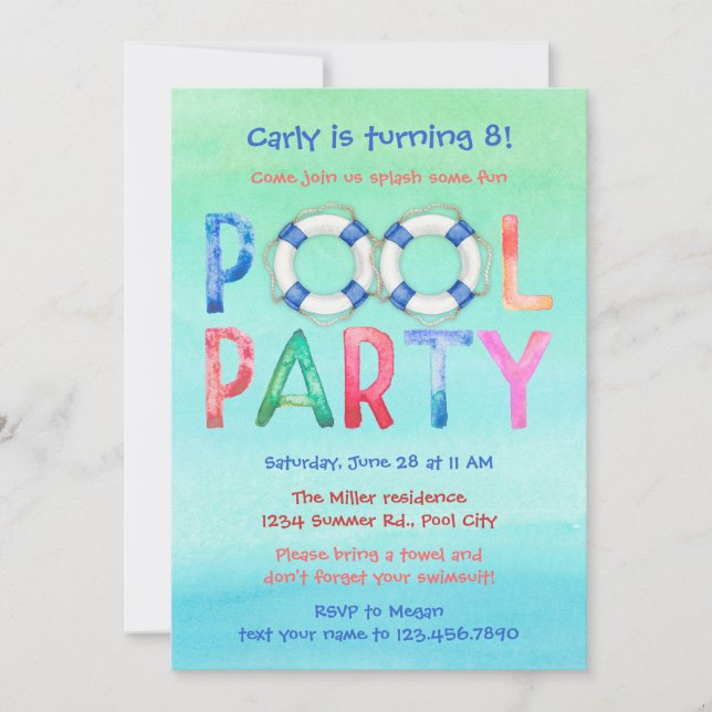 Invitación del cumpleaños de la fiesta en la (Anverso)