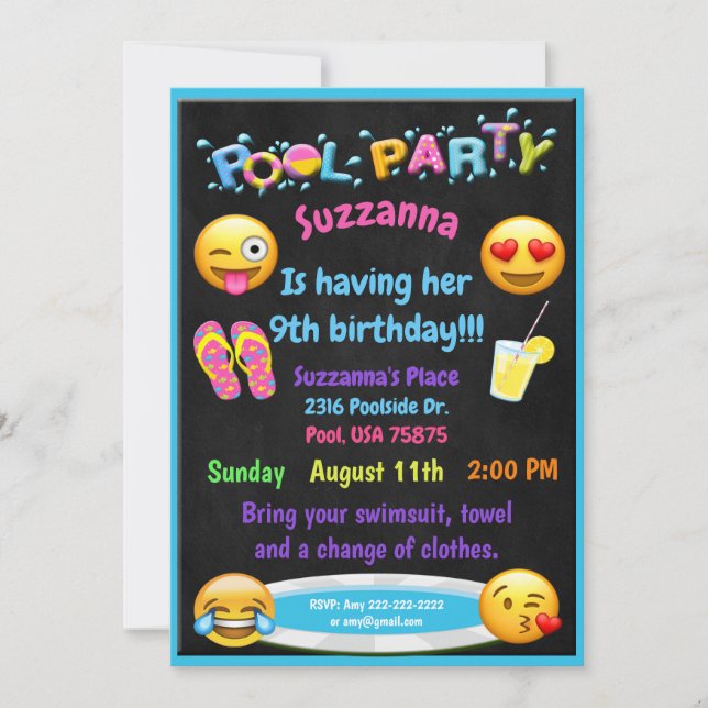 Invitación del cumpleaños de la fiesta en la (Anverso)