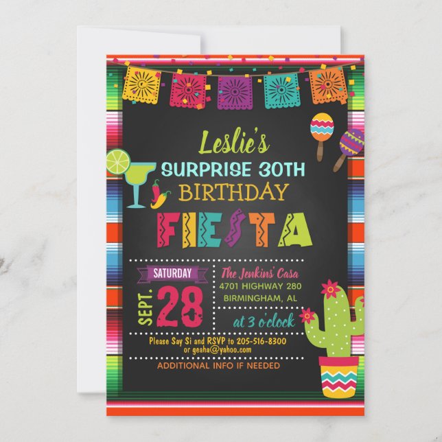 Invitación del cumpleaños de la fiesta - frontera (Anverso)