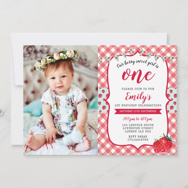 Invitación del cumpleaños de la foto de la comida (Anverso)