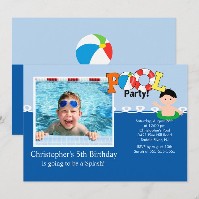 Invitación del cumpleaños de la FOTO de la fiesta (Anverso / Reverso)
