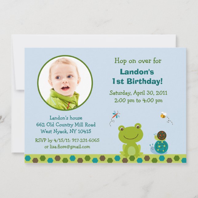 Invitación del cumpleaños de la foto de los (Anverso)