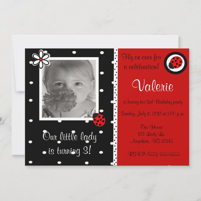 Invitación del cumpleaños de la foto de los chicas (Anverso)