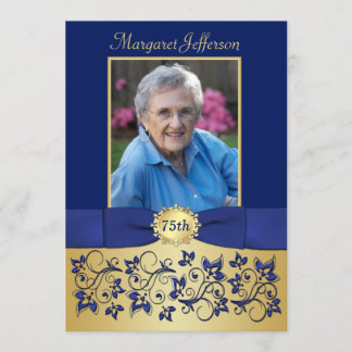 Invitación del cumpleaños de la foto del azul real