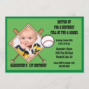 Invitación del cumpleaños de la FOTO del béisbol