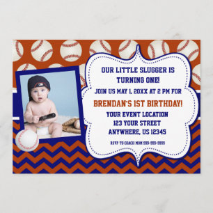 Invitación del cumpleaños de la foto del béisbol