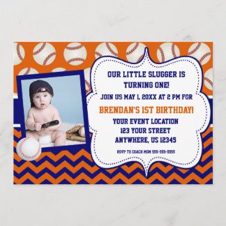 Invitación del cumpleaños de la foto del béisbol