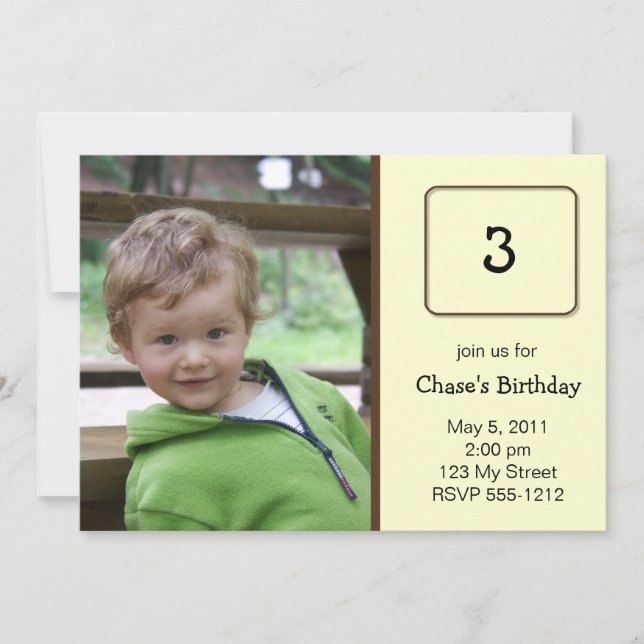 Invitación del cumpleaños de la foto (#INV 008) (Anverso)