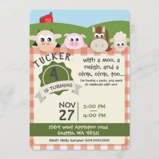 Invitación del cumpleaños de la granja