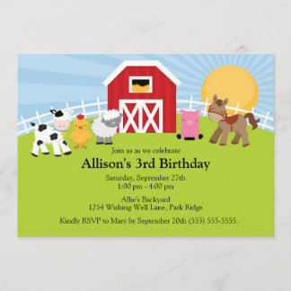 Invitación del cumpleaños de la granja