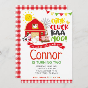 Invitación del cumpleaños de la granja, fiesta del