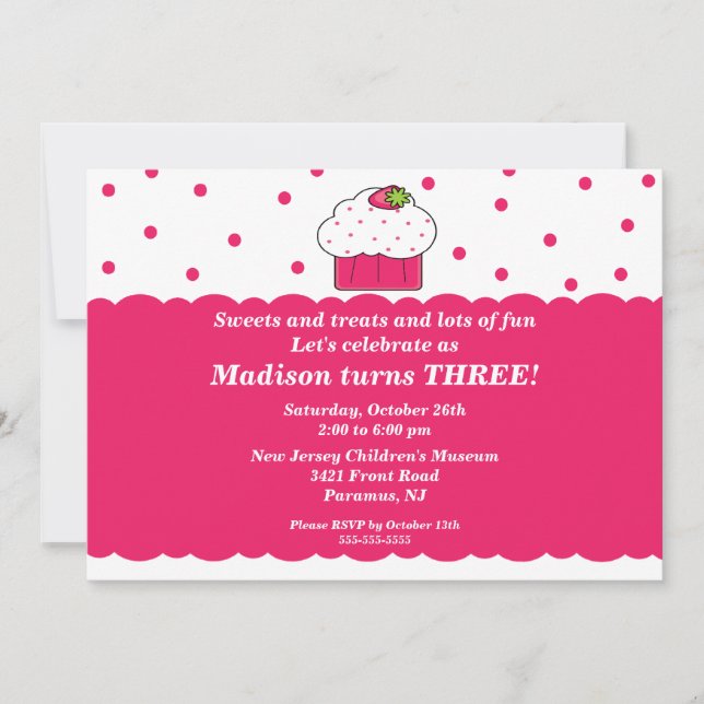 Invitación del cumpleaños de la magdalena de la (Anverso)