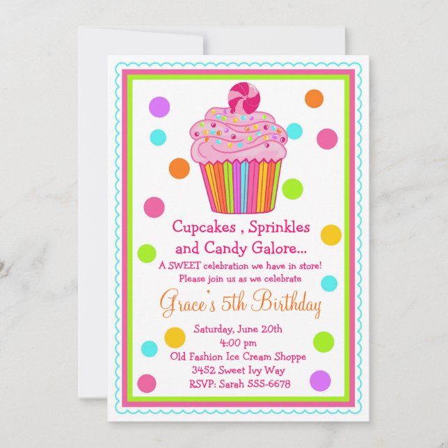 Invitación del cumpleaños de la magdalena del (Anverso)