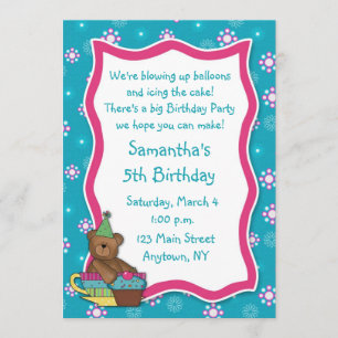 Invitación del cumpleaños de la magdalena del oso