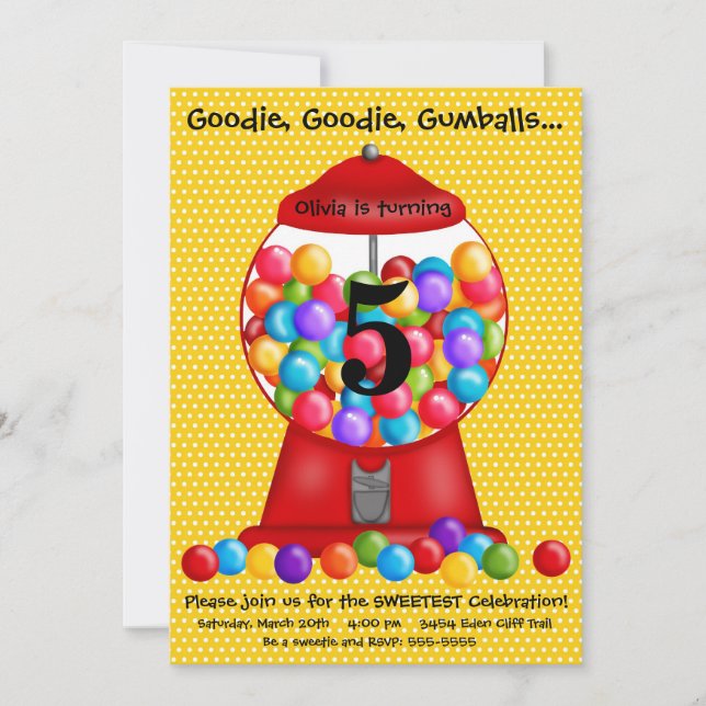 Invitación del cumpleaños de la máquina de Gumball (Anverso)
