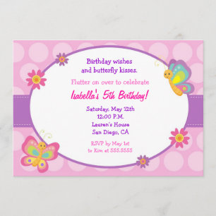 Invitación del cumpleaños de la mariposa