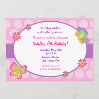 Invitación del cumpleaños de la mariposa