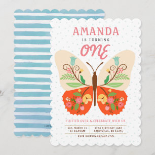 Invitación del cumpleaños de la mariposa