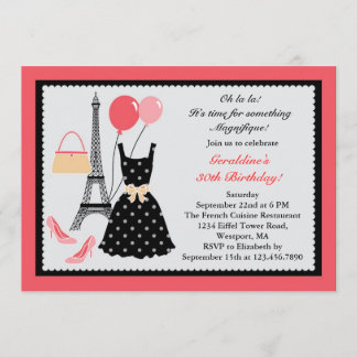 Invitación del cumpleaños de la moda del francés