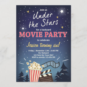 Invitación del cumpleaños de la noche de película