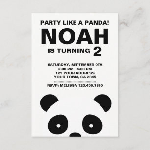 Invitación del cumpleaños de la panda, fiesta