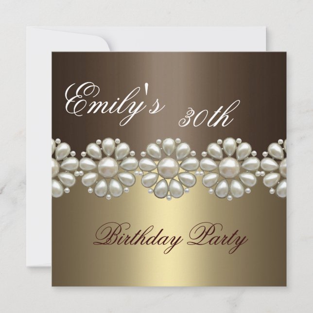 Invitación del cumpleaños de la perla de Brown y (Anverso)