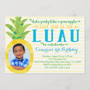 Invitación del cumpleaños de la piña de Luau del