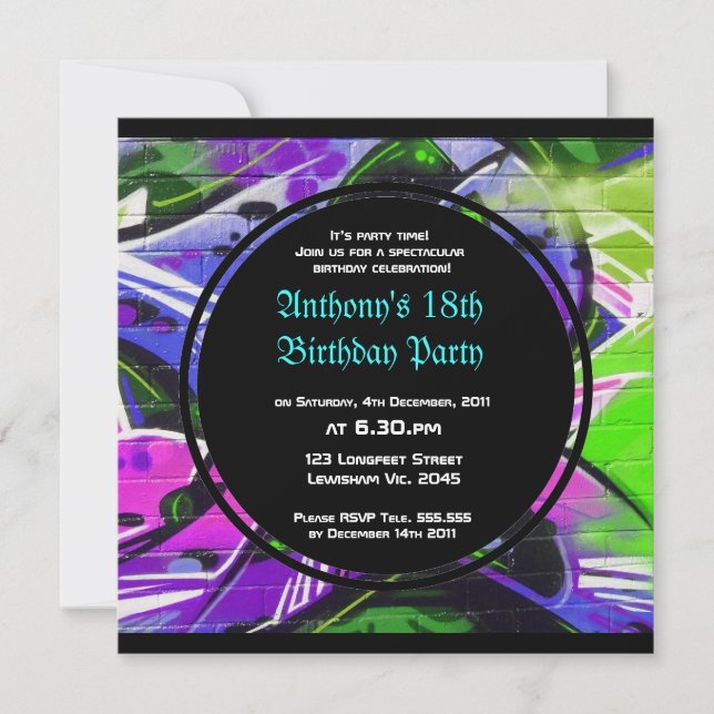 Invitación del cumpleaños de la pintada (Anverso)