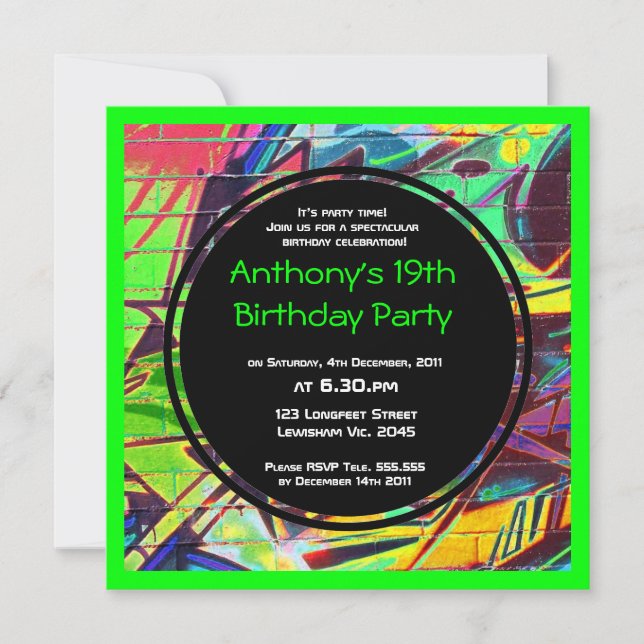 Invitación del cumpleaños de la pintada (Anverso)