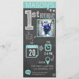 Invitación del cumpleaños de la pizarra del