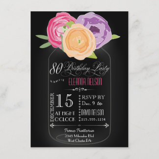 Invitación del cumpleaños de la pizarra del tarro