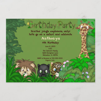 Invitación del cumpleaños de la selva del safari