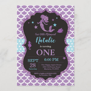 Invitación del cumpleaños de la sirena bajo fiesta