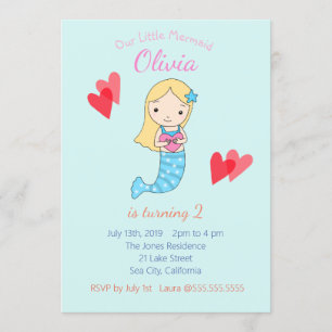 Invitación del cumpleaños de la sirena bajo fiesta
