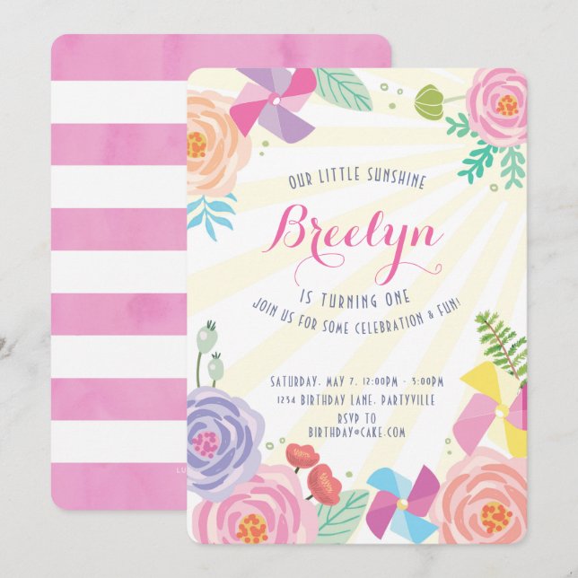 Invitación del cumpleaños de la sol (Anverso / Reverso)