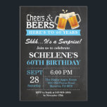 Invitación del cumpleaños de las alegrías y de las<br><div class="desc">Tarjeta de la invitación del cumpleaños de las alegrías y de las cervezas de la sorpresa 60.a. Cumpleaños adulto. Azul. décimosexto décimo octavo 21ro trigésimo 40.o 50.o 60.o 70.o 80.o 90.o 100o. Cualquie edad. Para el arreglo para requisitos particulares adicional, haga clic por favor el "personalizar él" botón y utilice...</div>
