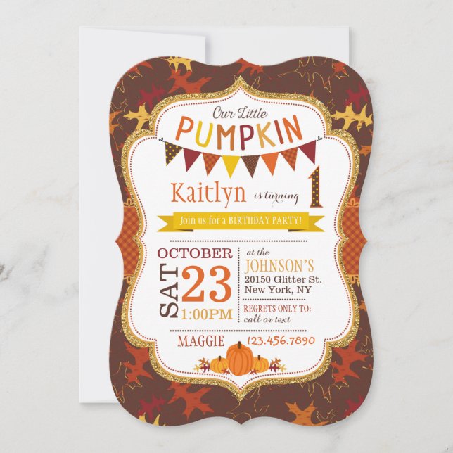 Invitación del cumpleaños de las hojas y de las (Anverso)