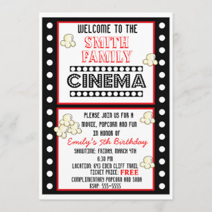 Invitación del cumpleaños de las palomitas de la