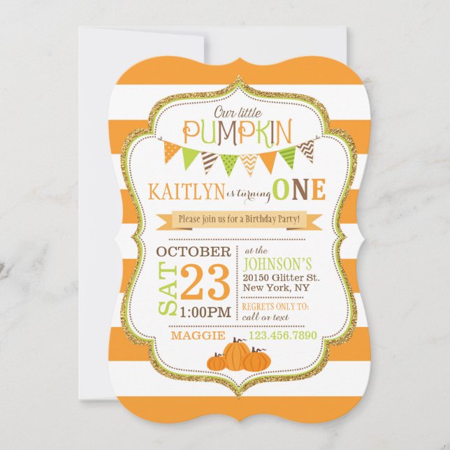 Invitación del cumpleaños de las rayas y de las (Anverso)