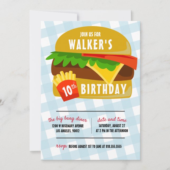 Invitación del cumpleaños de los alimentos de (Anverso)