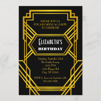 Invitación del cumpleaños de los años 20 del