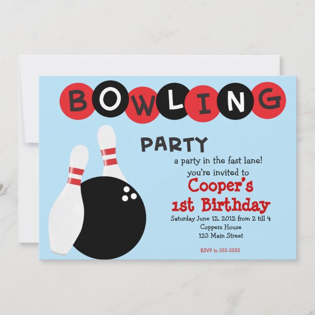Invitación del cumpleaños de los bolos (Anverso)