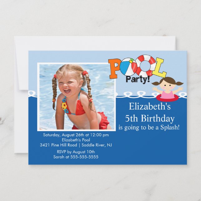 Invitación del cumpleaños de los chicas de la FOTO (Anverso)