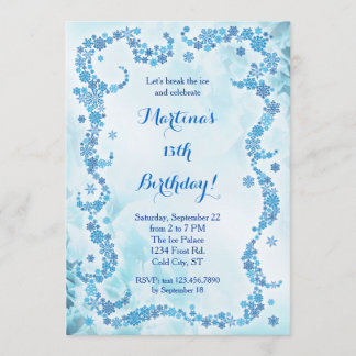 Invitación del cumpleaños de los copos de nieve