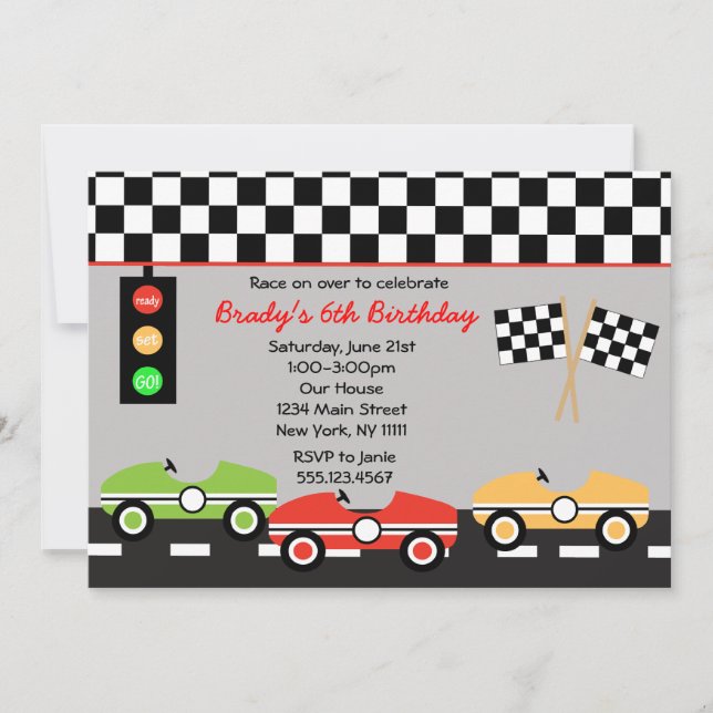 Invitación del cumpleaños de los muchachos de (Anverso)