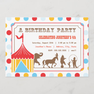 Invitación del cumpleaños de los niños - circo